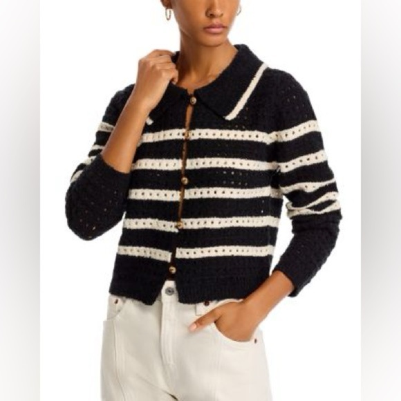 Line and Dot Sweaters - NWT Line and Dot Let Me Be Cardigan in Black and Ivory, Size L